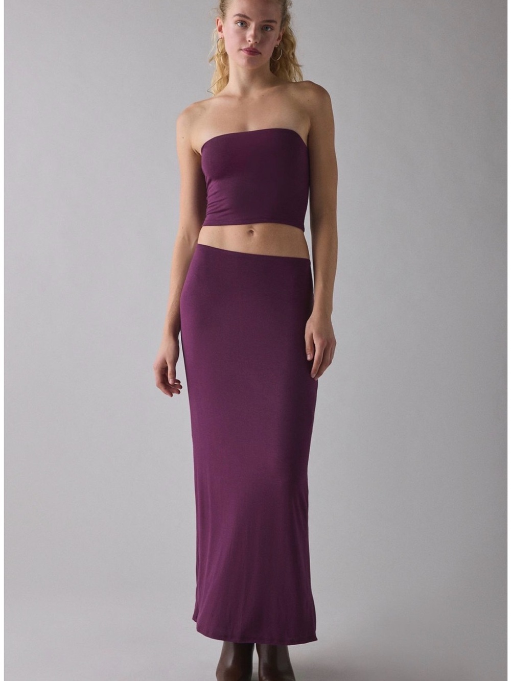 Urban Outfitters Purple Strapless Tube Top and Maxi Skirt Set